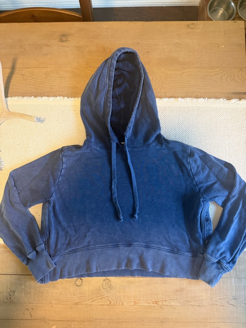 Anthropologie Navy Drawstring Pullover Hoodie